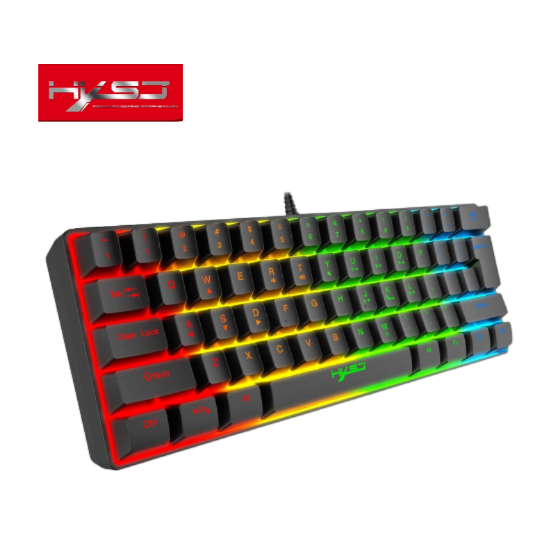 Teclado Compacto HYSJ 61 teclas com luzes RGB para PC, MAC, PS4