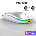 Mouse sem Fio Bluetooth Gamer com LED Recarregável USB RGB 1600 DPI