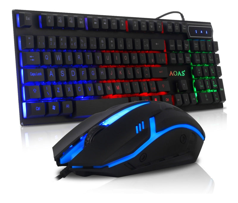 Kit Teclado + Mouse LED Gamer Semi-Mecânico RGB Óptico M800 Luuk Young