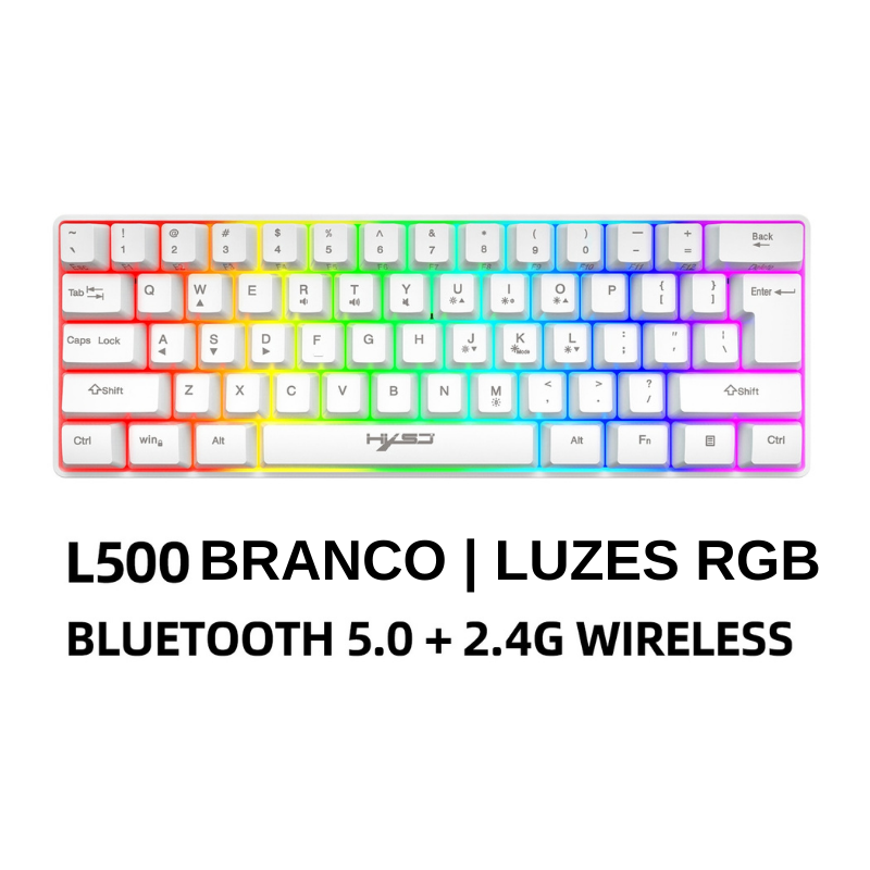 Teclado Compacto HYSJ 61 teclas com luzes RGB para PC, MAC, PS4