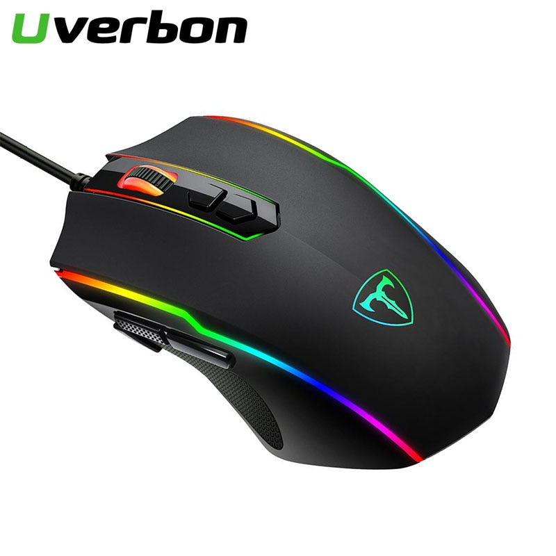 Mouse Gamer Silencioso com Fio 1600 DPI com luzes LED