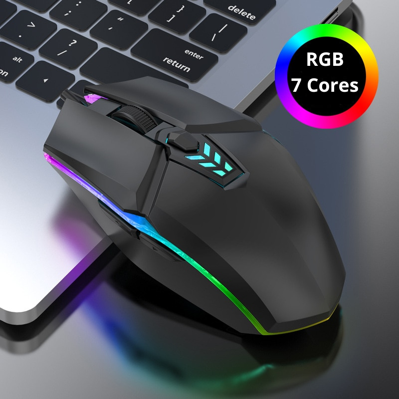 Mouse Gamer Silencioso com Fio 1600 DPI com luzes LED