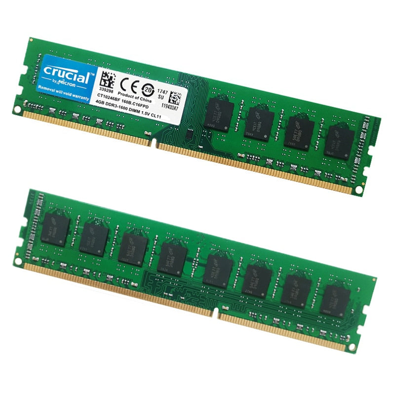 Memória RAM DDR4 Crucial para PC Desktop 4GB, 8GB, 16GB - 2133MHz, 2400MHz, 2666MHz, 3200MHz