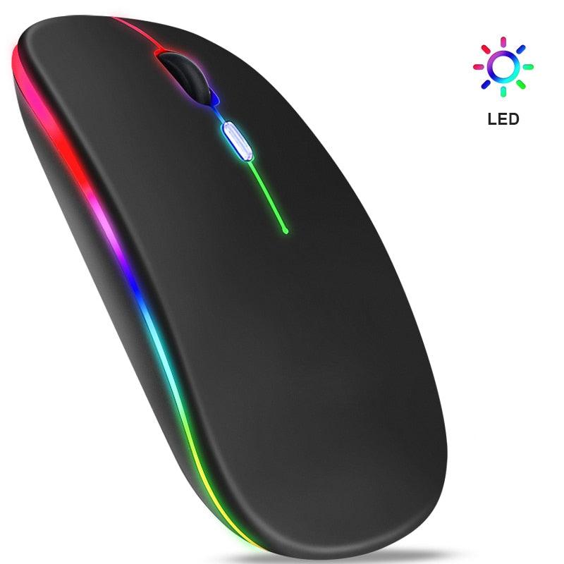 Mouse sem Fio Bluetooth Gamer com LED Recarregável USB RGB 1600 DPI