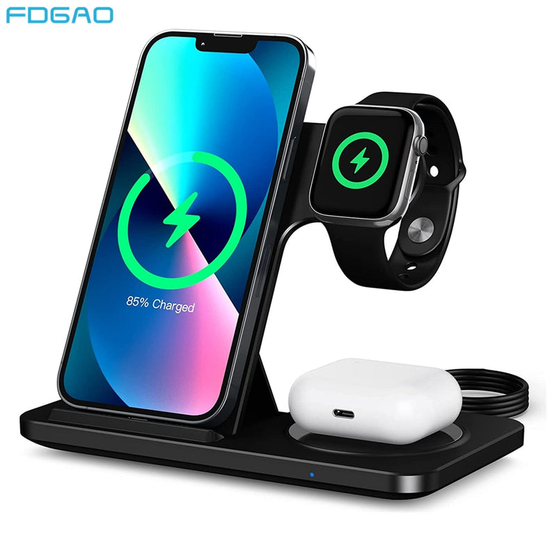 Suporte Carregador sem Fio Rápido 15W Qi para Smartphones, Smartwatch's e Airpods Pro