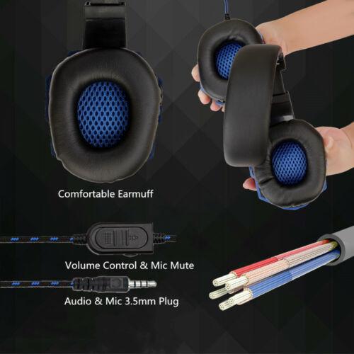 Fones de ouvido Gamer com fio estéreo Maleável para PS4, celular, PC, laptop, Xbox One, Nintendo Switch, iPad