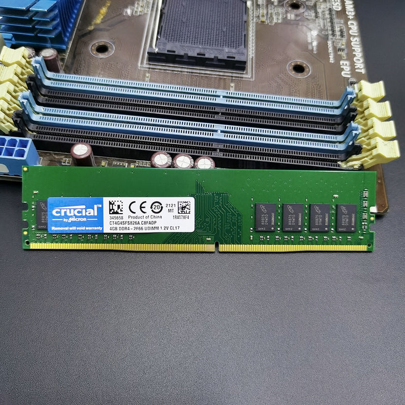 Memória RAM DDR4 Crucial para PC Desktop 4GB, 8GB, 16GB - 2133MHz, 2400MHz, 2666MHz, 3200MHz